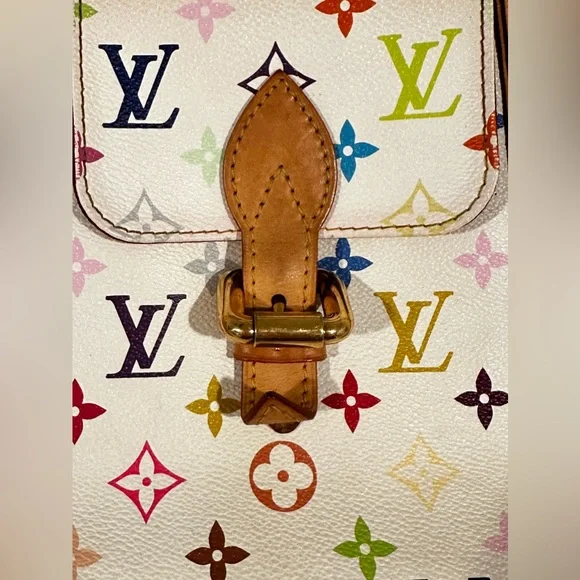 LOUIS VUITTON White Monogram Multicolore Aurelia MM Tote Bag - Picture 4 of 16